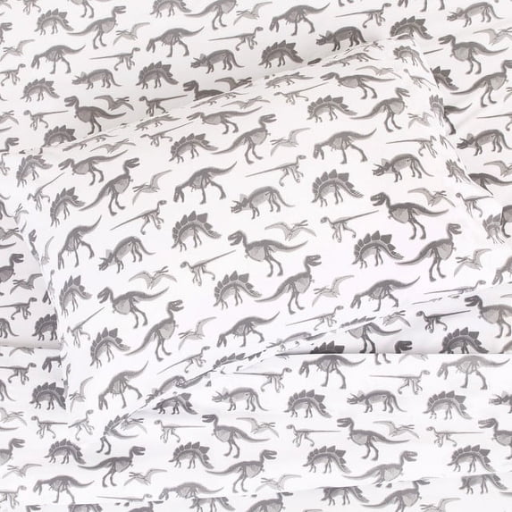 Kids Rule 4 Piece Sheet Set Dinosaur Xray, Grey - Full