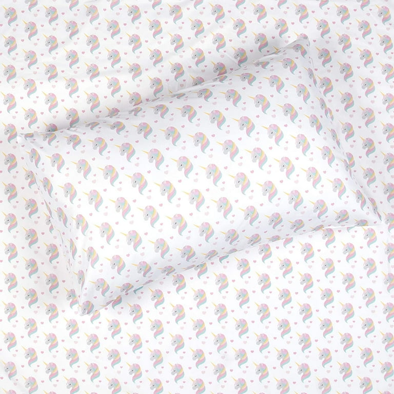 Kids Rule 4-Piece Sheet Set - Unicorn Camouflage Pattern, Full Size, Brushed Microfiber