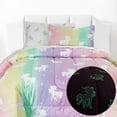 thumbnail image 1 of Kids Rule 5 Piece Unicorn and Stars Glow in the Dark Bedding Set, Rainbow Colors, Pink, Multicolored - Twin, 1 of 8