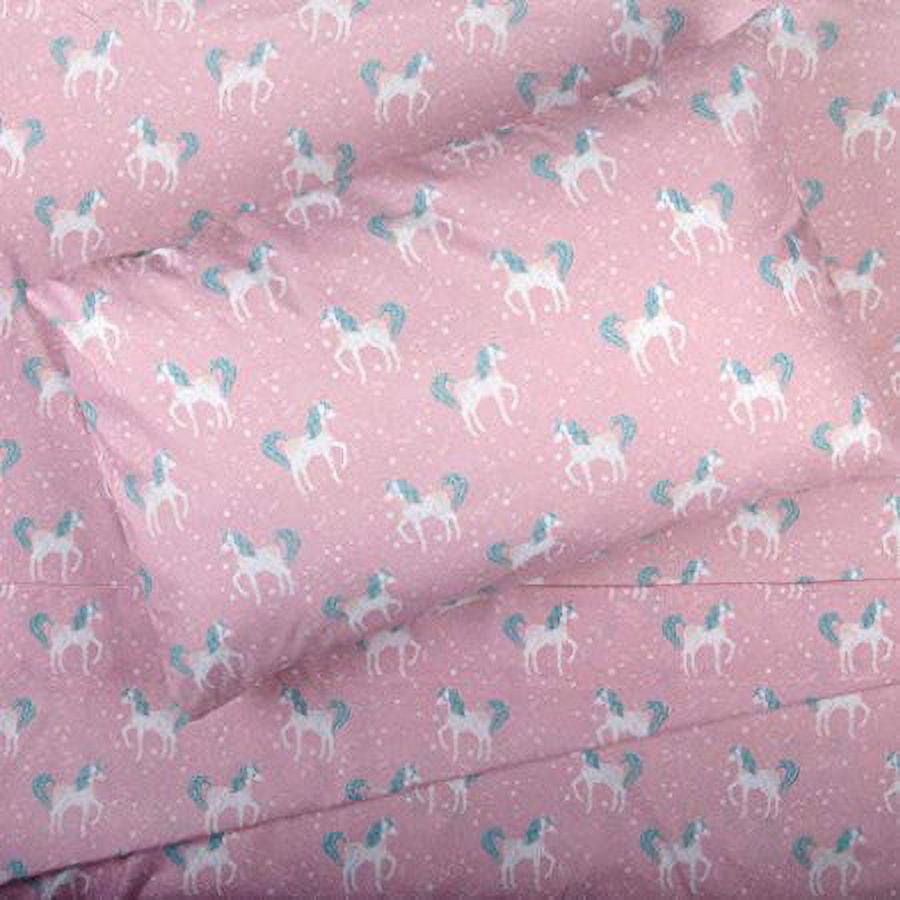 Kids Rule Pink and White Unicorn Sheets, Full