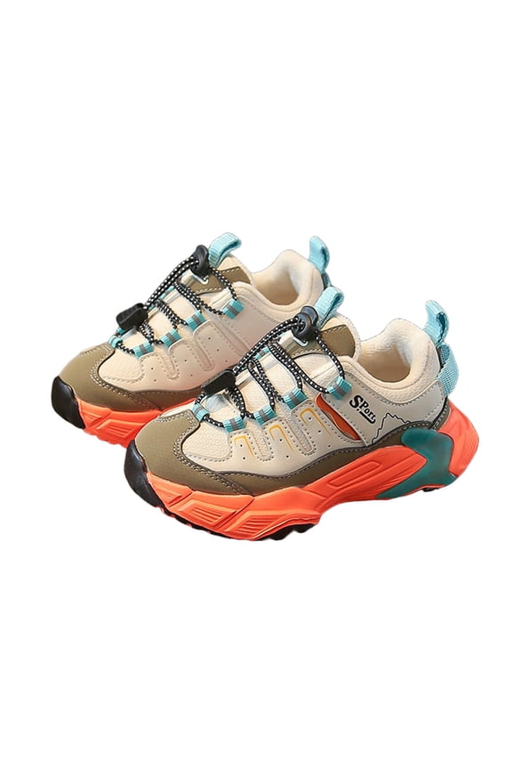 Kids Running Shoes Color Block Trendy Trekking Trainers Adjustable Strappy Winter Warm Platform Tennis Athletic Shoes Green 3 Big Kid