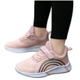 thumbnail image 1 of Kids Running Shoes Girls Lightweight Mesh Color Block Sneakers Comfy Arch Support Cushioning Soft Sole Hook and Loop Tennis Athletic Shoes Pink 3 Big Kid, 1 of 5