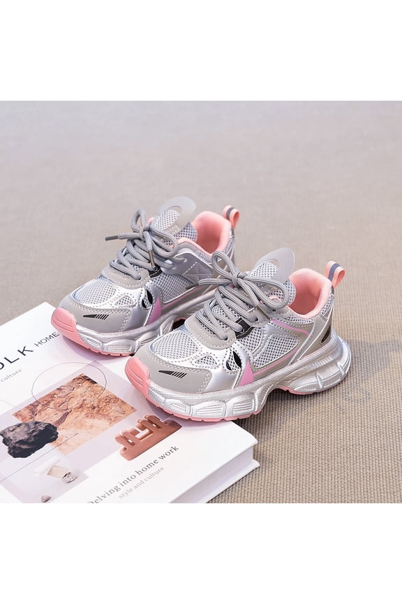Kids Running Shoes, Kids Sneakers for Boys Girls Running Tennis Shoes Non-Slip Mesh Sports Shoes Tennis Walking Casual Fashion Lightweight Breathable Athletic Little Big Kid, Pink US-13C/EU-29