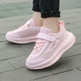thumbnail image 1 of Kids Running Shoes Non- Hook & Loop Lightweight Sneakers Breathable Tennis Shoes Adjustable Sport Mid Top Sneaker (Pink 14.5-15 Years), 1 of 7