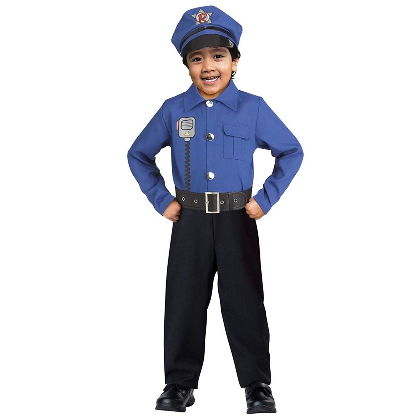 Kids Ryan's World Sound FX Police Officer Costume sz Medium 3T-4T
