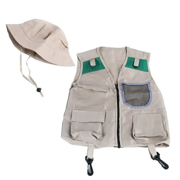 Kids Safaris Costumes STEM Outdoor Explorers Cargo Vest with Hat Kids Explorers Outdoor Exploration Kids
