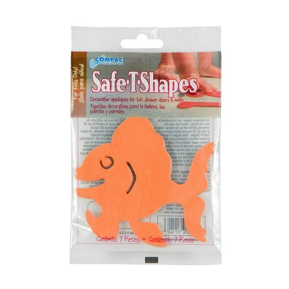 Kids Safe-T-Shapes Adhesive Non-Slip Stickers Bath Appliques to Help Prevent Falls, Bathtub Decals - GOLDFISH