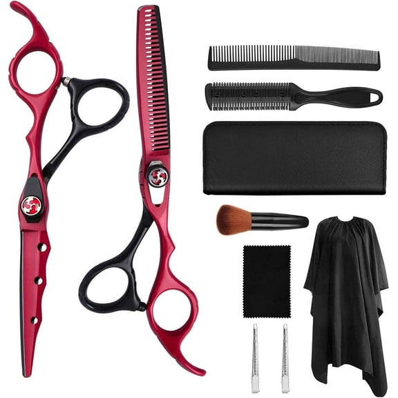 Kids Safety Professional Salon Barber Scissors for Children Adults Haircut Scissors,Red,6.0 Inch Set