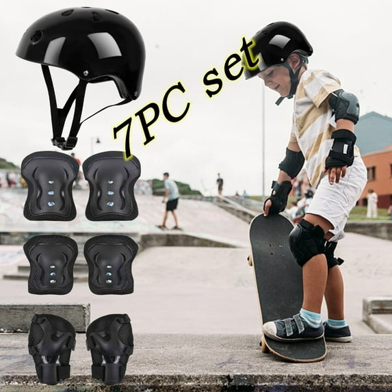 Kids Safety Protective Gear Set of 7 Lightweight and Safe Skateboard Helmet Knee Pads Elbow Pads Wrist Guards for Roller Skating Scooter Cycling
