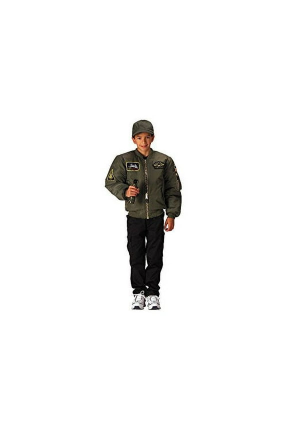 Kids Sage Top Gun MA-1 Flight Jackets With Patches - XL