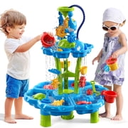 Kids Sand Water Snow Table for Toddlers, 3-Tier Water Play Snow Table Toy for Toddlers Kids, Activity Sensory Tables Outside Beach Snow Toys for Toddler Boys Girls Age 3-5Gift