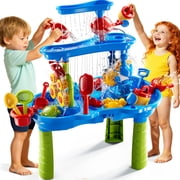 Kids Sand Water Table ,3-Tier Sand and Water Play Table Toys for Toddlers Kids, Outdoor Activity Sensory Tables Outside Beach Toys for Toddler Boys Girls Age 3-5