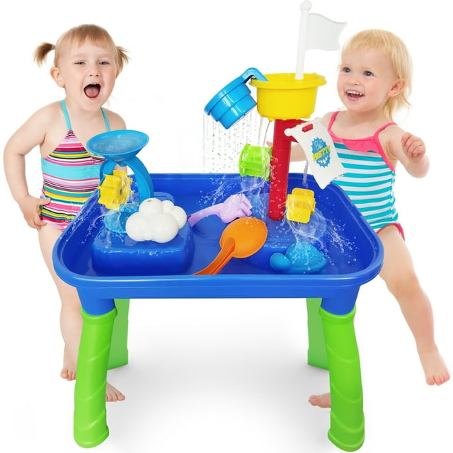 Sand Water Table for Toddlers, Kids Water and Sand Activity Sensory Playset, Summer Outdoor Toys