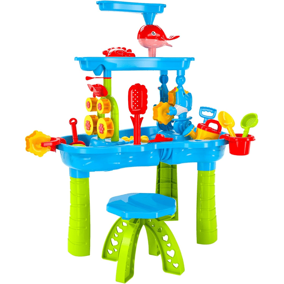 Kids Sand Water Table for Toddlers, 3-Tier Sand and Water Play Table Toys