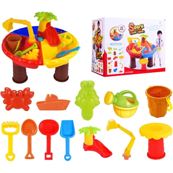 Snesory Table Mundo Toys Outdoor Play Activity Set: 22 Pcs Beach Toys Table Set with ...