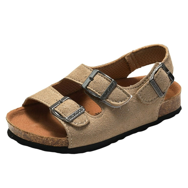 Kids Sandals Boys Girls Slide Adjustable Back Strap Cork Toddler
