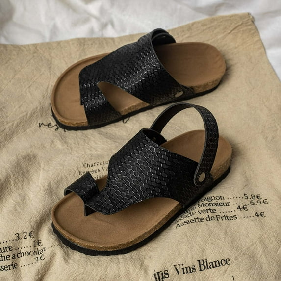Kids Sandals Girls Summer Large Sized Retro Sequined Flip Flops Soft Soles Casual Beach Lightweight Separate Toes Black Sandals Size 3-3.5 Y