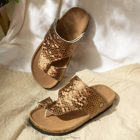 Kids Sandals Girls Summer Large Sized Retro Sequined Flip Flops Soft Soles Casual Beach Lightweight Separate Toes Yellow Sandals Size 9-9.5 Y