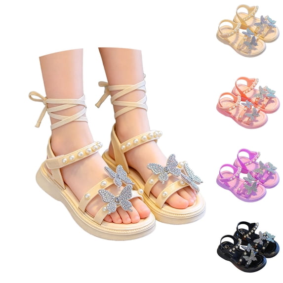 Kids Sandals Open Toe Flats Party Dress Sandals Butterfly Sandals Summer Shoes Kids Size 3-11 Years