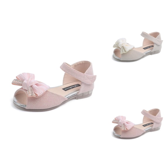 Kids Sandals and Girls Shoes Adorable Outdoor Play Footwear Features Adjustable Strap Flat Sole and Bow Design Ages 2-7