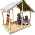Kids Sandbox Outdoor Playset Funphix Dig n’ Play Sandbox with Canopy, Bench, & Flower Planter