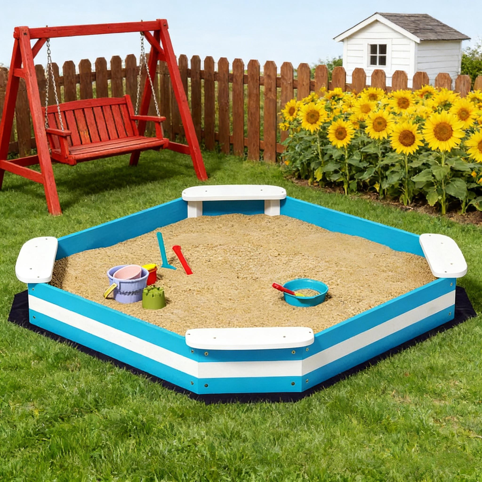 Kids Sandbox with Corner Seats