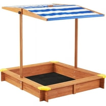 Kids Sandbox with Cover, 46" Wooden Sand Box w/Adjustable Canopy, Large Outdoor Cedar Sandpit for Backyard Play