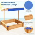 Kids Sandbox with Lid and Cover, Large Wooden Sandbox with Adjustable