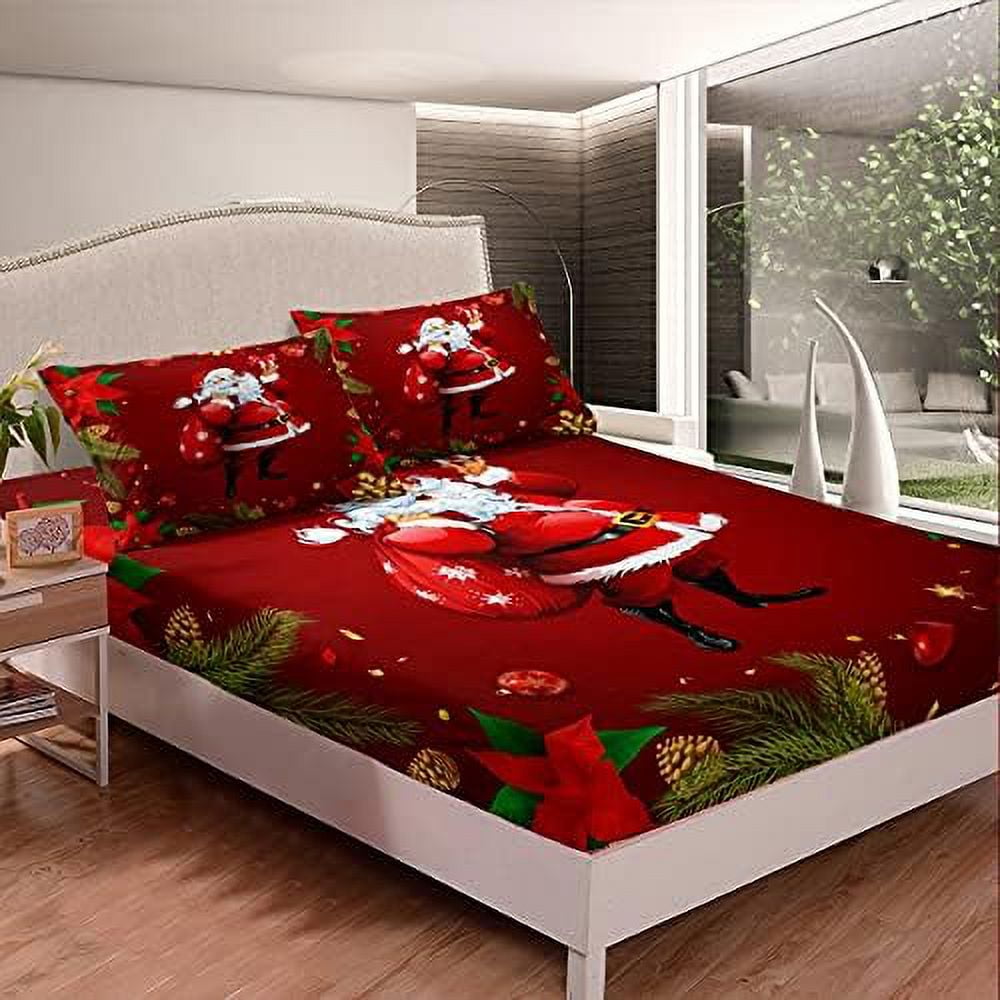 Kids Santa Claus Bed Sheet Mermaid Tail Bedding Set for Girls Boys