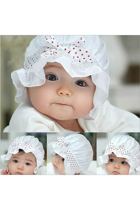 Kids Satin Bonnet Registry Baby Girl Boy Summer Sun Polka Dots Hat Cap 2-12 Months WH