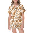 thumbnail image 1 of Kids Satin PJS Casual Short Sleeve Button Down Sleepwear with Shorts Toddler Summer Pajamas Cute PJS for Girls 8-9 Years, 1 of 4