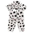 thumbnail image 1 of Kids Satin Pajama Set Girls Cartoon Print Button-Up Casual Girls' Sleepwear Short Sleeve Shirt Tops + Shorts Pants White,2-3 Years, 1 of 3
