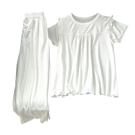 Kids Satin Pajamas For Girls Solid Color Button Down Tops Set Toddler Nightgown Christmas Pjs Kids 6-7 Years Cute Boy Girl Clothing