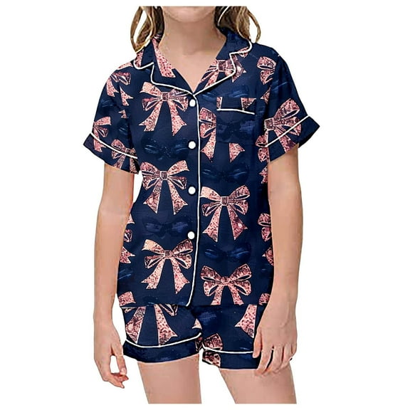 Kids Satin Pajamas For Girls Fashion Button Down Solid Tops T Shirt Set Girls Casual Pajamas Set Silk Pjs For Girls 3-4 Years Cute Girl Clothing