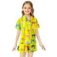 thumbnail image 1 of Kids Satin Pajamas Kids Girls Boys Bowknot Printed 2 Piece Short Sleeve Button Down Top Shorts Set Summer Fall Pajamas Toddler Girl Pajamas 6-7 Years, 1 of 3