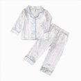 thumbnail image 1 of Kids Satin Pajamas Long Sleeve Pajamas Set 2PC Button Up Silk Set 6 12 24 Months 1T 2T 3T 4T 5T 6T Children Blue,3-4 Years, 1 of 5