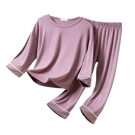 Kids Satin Pajamas Solid Color Button Down Solid Tops T Shirt Set Pajamas Sleepwear Outfits Pajamas For Boys Size 5-6 Years Cute&nbsp;Boy Girl&nbsp;Clothing