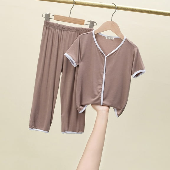 Kids Satin Pajamas Solid Color Kids Button Down Pajamas Set Kids Pajamas Nightgown Pj For Girls 8-10 Years Cute Boy Girl Clothing