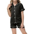 thumbnail image 1 of Kids Satin Pajamas for Girls Short Sleeve Button Down Sleepwear with Shorts Summer PJS for Girls Girl Pajamas Size 4T, 1 of 6