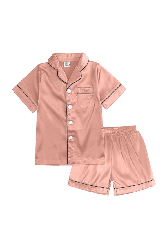 Kids Satin Pajamas for Girls Short Sleeve Button Down Top Shorts Summer Clothes for Girls Clothes Size 11-12 Years