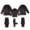 thumbnail image 1 of HNMKIU Button Down Pajamas Sets Solid Two Piece Family Matching Sleepwear Loungewear Long Sleeve Nightwear Coffee,Kids:9-10 Years, 1 of 9