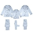 thumbnail image 1 of HNMKIU Button Down Pajamas Sets Solid Two Piece Family Matching Sleepwear Loungewear Long Sleeve Nightwear Silver,Kids:7-8 Years, 1 of 10