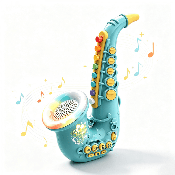 Kids Saxophone Toy with Lights and Sounds, 8 Scale Keys Musical Instrument Toy Christmas Gifts for Boys Girls - Green