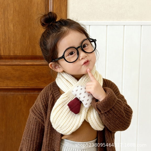 Kids Scarf Cute Warm Knitted Scarves for Girls Boys Toddler Cold Weather Soft Neck Warmer for 1-8 Years