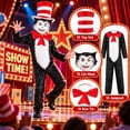 thumbnail image 1 of Kids Scary Cat Cosplay Costume with Mask 4Pcs - Horror Jumpsuit Striped Top Hat Bow Tie Halloween Cosplay Birthday Party Dress Up Outfits for Boys Girls 2-13Y-7, 1 of 6