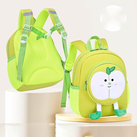 Kids School Backpack Korean Style Apple Print Backpack for Girls Casual School Crossbody Daypack Green S