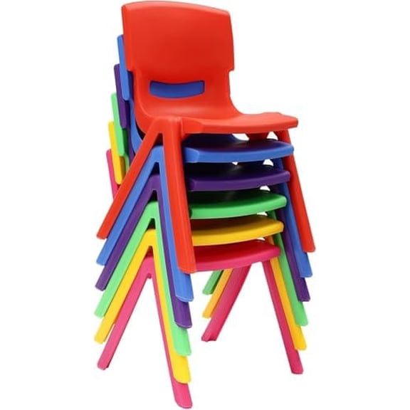 Kids School Chairs 6 Pcs Colorful Stackable Plastic Stack with 21 inch Seat Height, Classrooms Chairs for Kids Learning Chairs, Plastic Stack Stools for Kindergarten$$Office