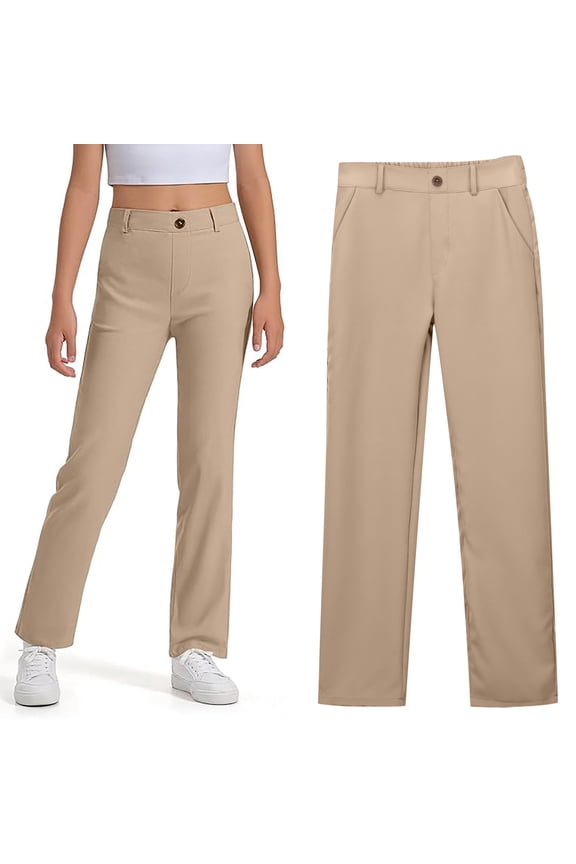 Kids School Pants For Girls Skinny Fit Kids Dress Pants With Pockets Flare Leg Pants Boys Clear Uniform Pants Back To School Clothes For Teen Girls Kids Preppy Clothes 7-8 Years