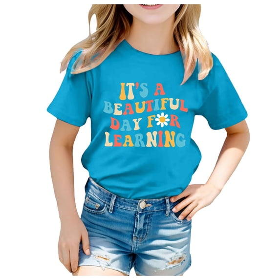 Kids School Season Back To School Season Printed Casual Short Sleeve Top T Shirt Youth Everyday Wear