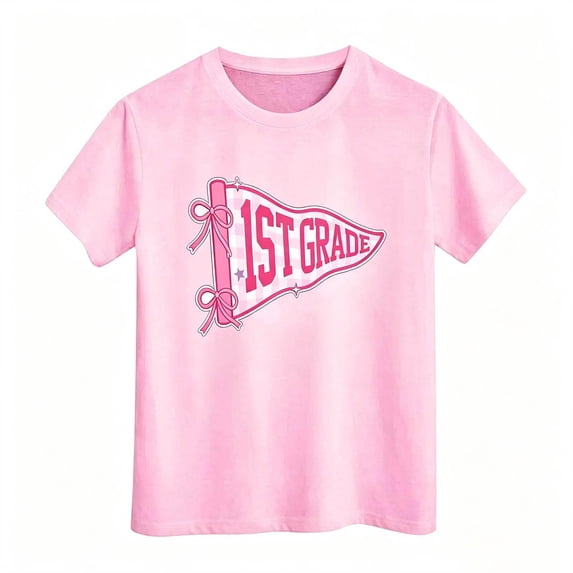 Kids School T Shirt Lightweight Short Sleeve Crewneck Graphic Top Daily Casual Wear for Boys Girls